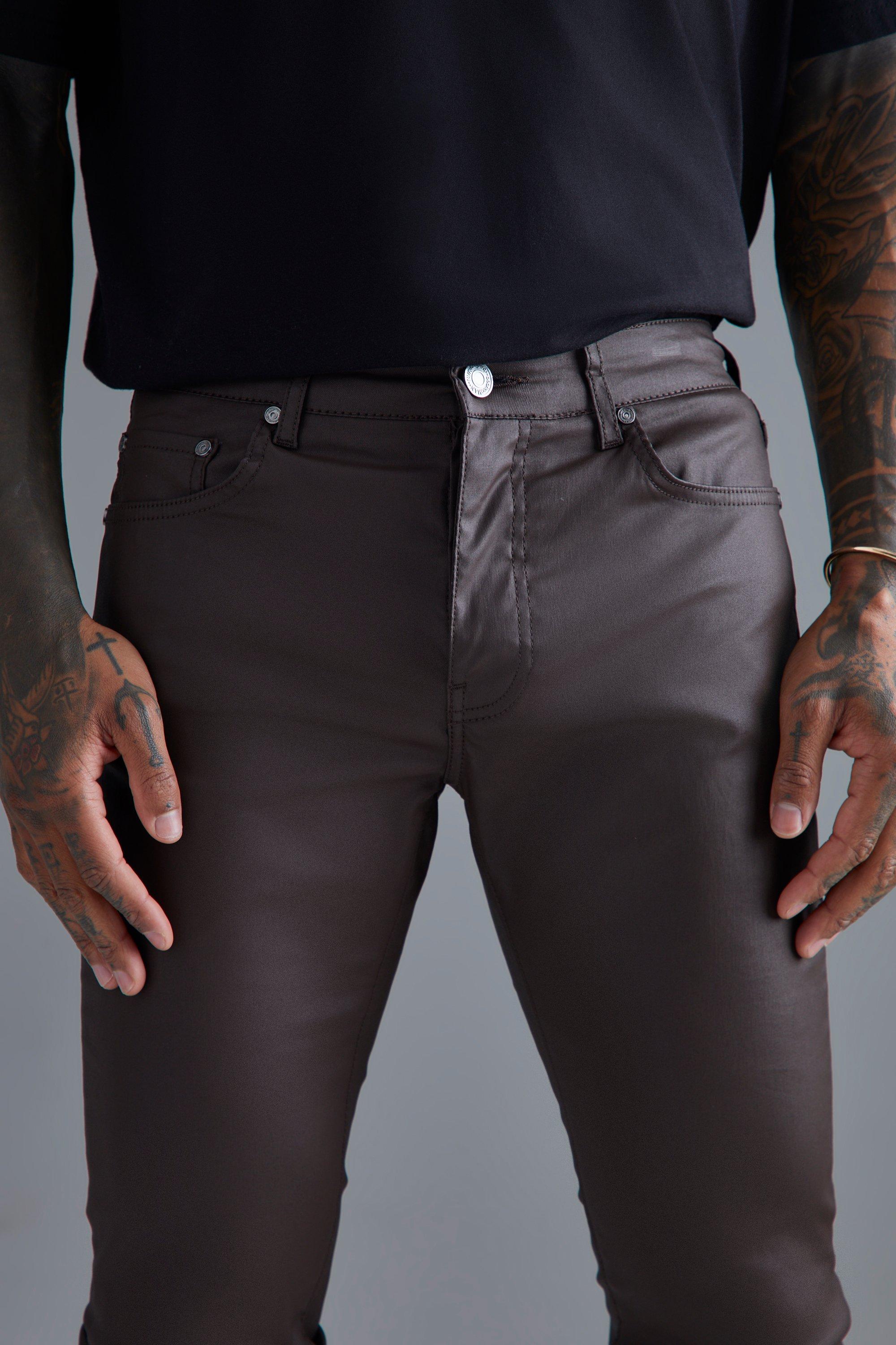 Mens black hot sale coated jeans